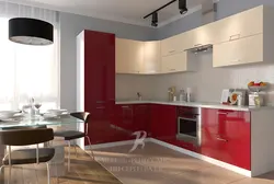 White burgundy kitchen in the interior