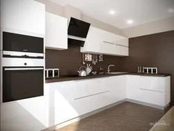 Белая кухня с коричневой столешницей фото в интерьере