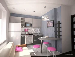 Interior design of a one-room apartment kitchen photo
