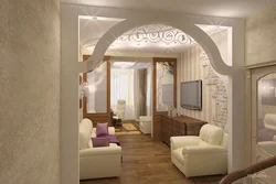 Дизайн интерьера гостиная с аркой