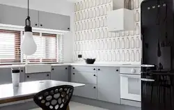 Kitchen With Black Refrigerator Design Photo