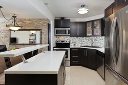 Kitchen with black refrigerator design photo