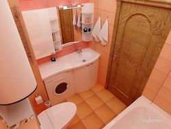 Bir paltaryuyan maşın ilə 4 kvadrat metr birləşdirilmiş vanna otağı və tualetin dizaynı