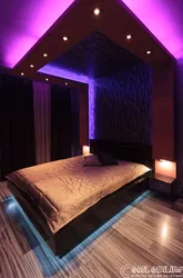 LED strip on the ceiling in the bedroom photo