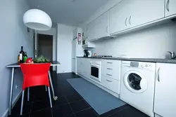 Photos Of Straight Kitchens With A Refrigerator And Washing Machine