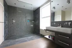 Gray Bathroom Design With Shower