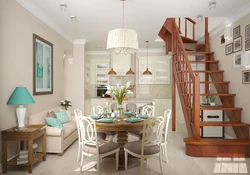 Kitchen living room with stairs to the 2nd floor photo