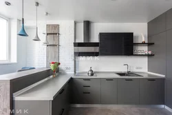 Minimalist kitchen design without upper cabinets