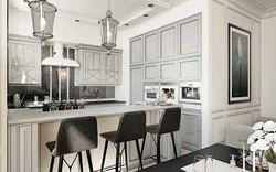 Gray kitchen design in classic style