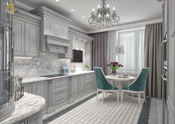 Gray kitchen design in classic style