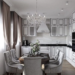 Gray kitchen design in classic style