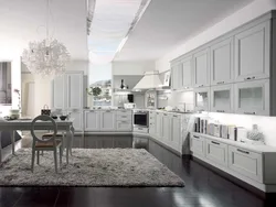 Gray kitchen design in classic style