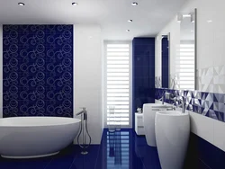 Дизайн Ванная Комната Плитка Белая Синяя