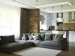 Interior kitchen living room sofa white