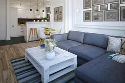 Interior kitchen living room sofa white