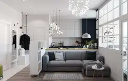 Interior kitchen living room sofa white