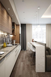 Narrow Living Room Kitchen Design Photo
