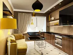 Дизайн гостиной коричневый с желтым