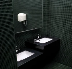 Bathroom design with black toilet and sink