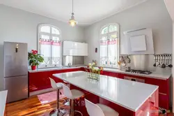 Kitchen With Three Windows Design Photo