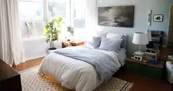 Спальня ў маленькім кутнім пакоі дызайн