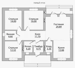 House layout 100 sq m one-story with two bedrooms photo