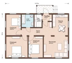 House layout 100 sq m one-story with two bedrooms photo