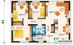 House layout 100 sq m one-story with two bedrooms photo