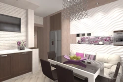 Kitchen 11 sq.m. with balcony design with sofa