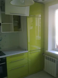 Khrushchev kitchen design refrigerator in the corner