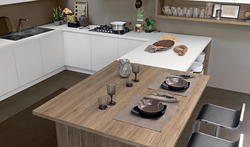 Oak ceramic countertop kitchen photo