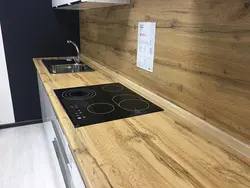 Oak ceramic countertop kitchen photo