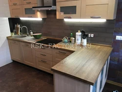 Oak ceramic countertop kitchen photo