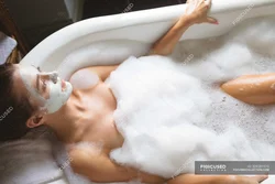 Beautiful photos in a bath with foam