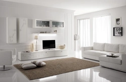 White glossy living room interior