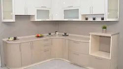 Beige corner kitchen design