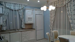 Curtain design for kitchen with wide window