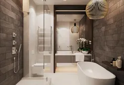 Bathroom interior design with shower and toilet and bathtub