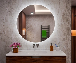 Bathroom with round mirror design