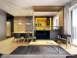Interiors of living rooms with kitchen 4 by 8