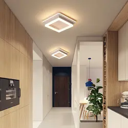 Koridor fotoşəkilində asma tavanlar üçün tavan lampaları