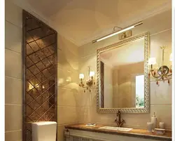 Bathroom with wall-to-wall mirror photo