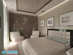 Натяжной потолок в спальне без люстры дизайн