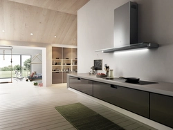 Kitchen with cylindrical hood design