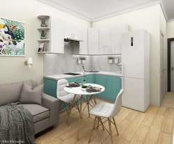 Studio apartment 18 sq m design photo with kitchen