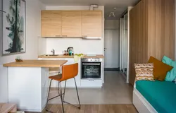 Studio apartment 18 sq m design photo with kitchen