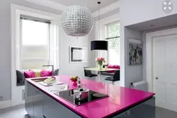 Сочетание Цветов Серый И Розовый В Интерьере Кухни