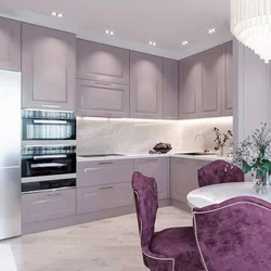 Pink Gray Kitchen In The Interior Photo