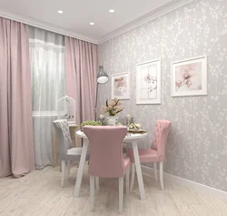 Розово серая кухня в интерьере фото