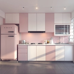 Pink Gray Kitchen In The Interior Photo